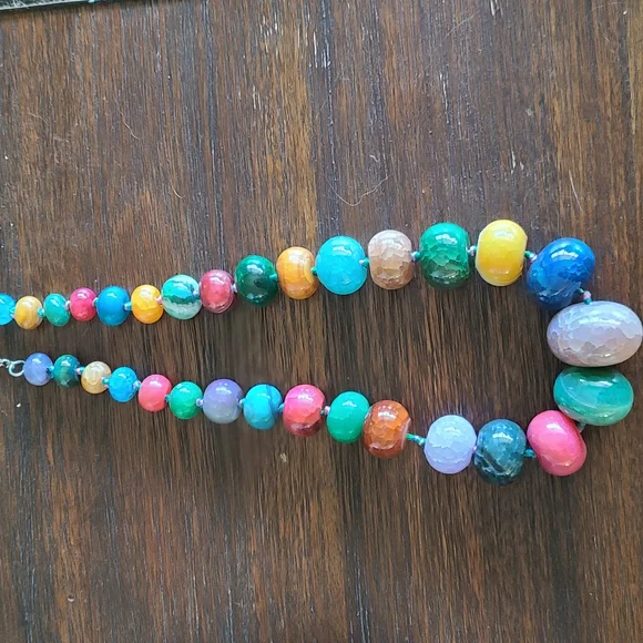 Vintage LUC 925 Sterling Silver Hardware Polished Stone Beaded Necklace - Picture 12 of 12